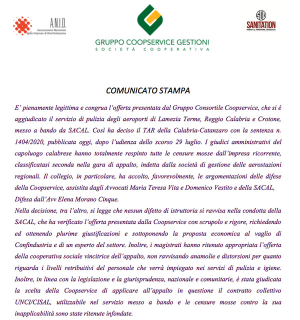 COMUNICATO STAMPA